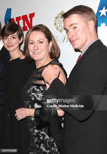 Anne Hathaway, Kate McCauley Hathaway and Michael Hathaway attending the Opening Night Performance of 'Ann' starring Holland Taylor at the Vivian...