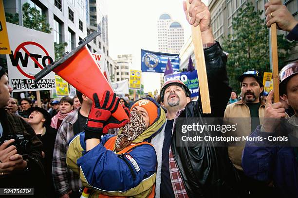 Demonstrators gather to protest the World Trade Organization during their 1999 conference in Seattle. What started out as a peaceful protest turned...