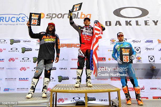 Winners of the BATTLE BEGINS SUPERCROSS 2015 AMA Sofia championship finale race from the first day in Arena Armeec Hall in Sofia, Bulgaria on 31...