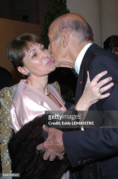 Anne-Marie Raffarin and Valery Giscard d'Estaing attend the 13th International Night of Childhood in Versailles.