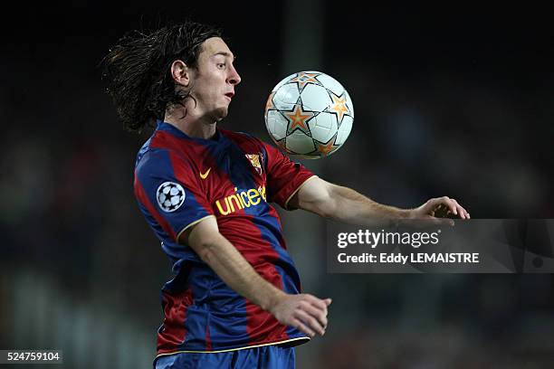 Lionel Messi during the champions league soccer match between FC Barcelona and Olympique Lyonnais. | Location: Barcelona, Spain.