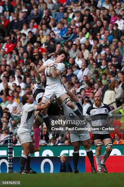 Rugby Union - James Gaskell takes a high ball during the England XV vs Barbarians match, played at Twickenham Stadium in London. 29 May 2011