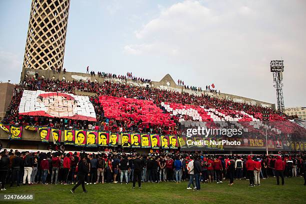 Cairo , Egypt - 1 february 2016 - Thousands of El Ahly team gathered in Egypt's capital Mokhtar Altitch Stadium in Cairo, as a result of the events...