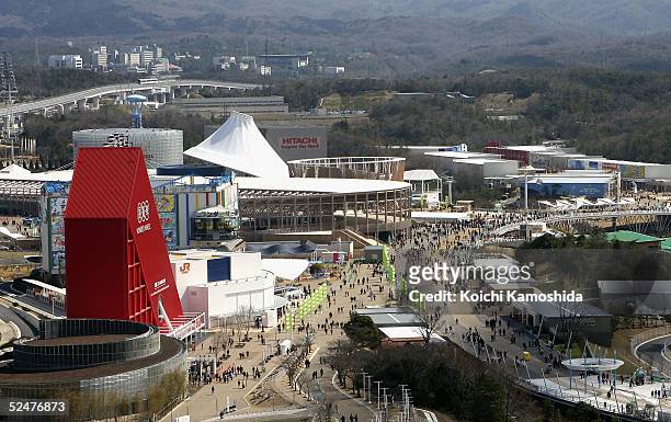 General view of the Aichi Expo 2005 is seen on the first day as it is opened to the public on March 25, 2005 in Nagakute, Japan. The 2005 World...