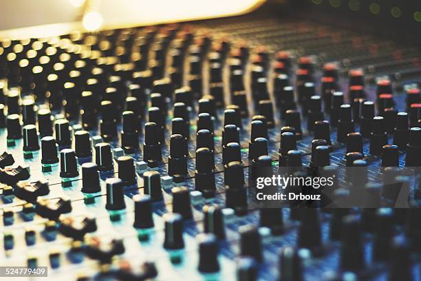 sound recording studio - sound mixer close up - stereo volume stock pictures, royalty-free photos & images