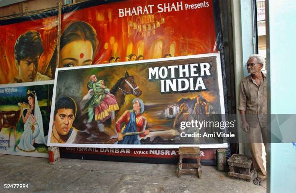 In this photo taken in early March 2005, the last business to make hand painted Bollywood film posters survives only by selling the work abroad in...