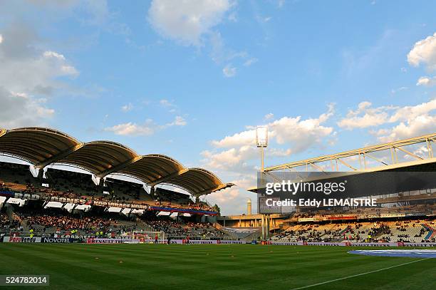 General view of Gerland Stadium during the French First league soccer match, Olympique Lyonnais vs Paris Saint Germain at the Gerland stadium in...