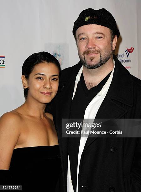 Barney Burman and his wife arrive at the US-Ireland Alliance event to honor JJ Abrams, Saoirse Ronan, and Seamus McGarvey.