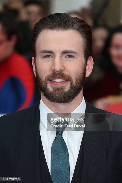 Chris Evans attends the European Premiere of "Captain America: Civil War" at Vue Westfield on April 26, 2016 in London, England.