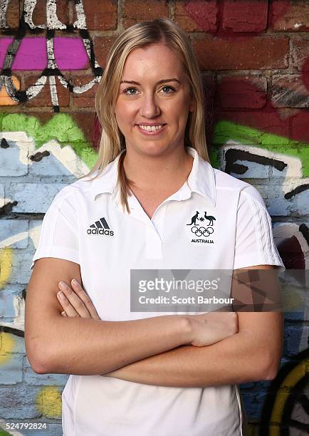 Rachel Jarry poses for a portrait during the Australian Olympic Games Crumpler Luggage Launch on April 27, 2016 in Melbourne, Australia.