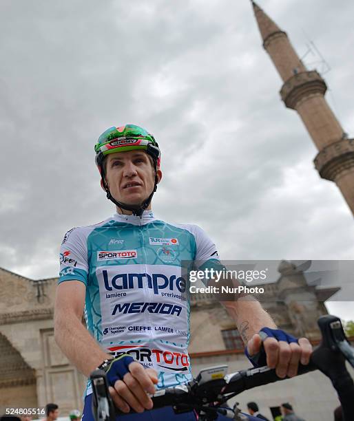 Race leader Przemyslaw Niemiec from Lampre Merida team ahead of the third stage of the 52nd Presidential Tour of Turkey 2016, Aksaray Konya Stage ....