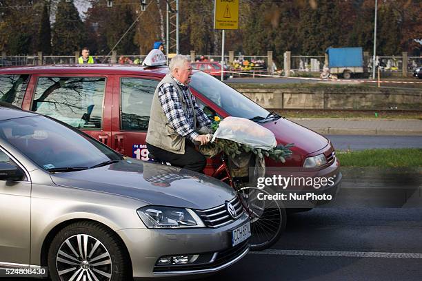 November 2015 - On Sunday people are seen going to the cemetery to commemorate the dead. All Saints Day in Poland is also the day victims of World...