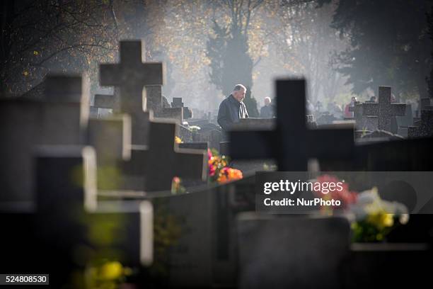 November 2015 - On Sunday people are seen going to the cemetery to commemorate the dead. All Saints Day in Poland is also the day victims of World...