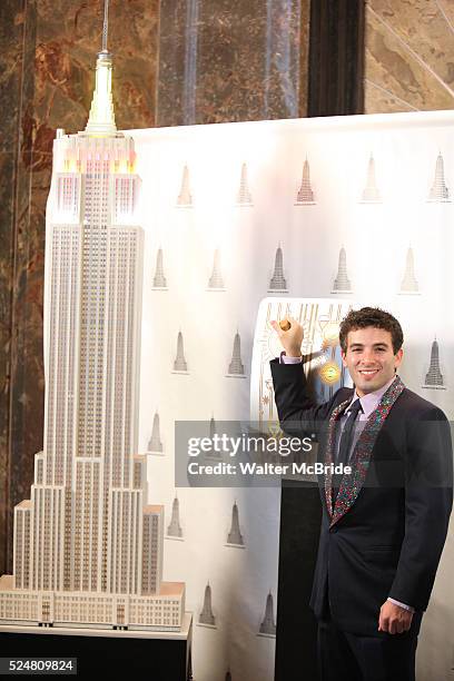 "Jersey Boys" cast members: Ryan Jesse, Dominic Nolfi, Jarrod Spector & Matt Bogart host a Lighting Ceremony at The Empire State Building To...