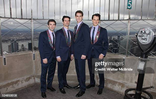 "Jersey Boys" cast members: Jarrod Spector, Dominic Nolfi, Ryan Jesse & Matt Bogart host a Lighting Ceremony at The Empire State Building To...