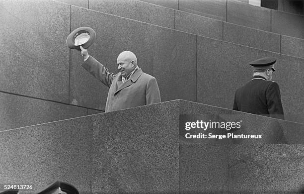 Nikita Khrushchev's final official appearance at the Lenin Mausoleum.