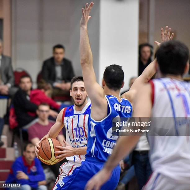 Nikola Malesevic of Steaua CSM EximBank Bucharest in action during the LNBM - Men's National Basketball League Romania game between Steaua CSM...