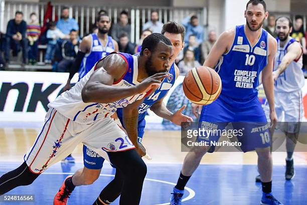 Christopher Cooper of Steaua CSM EximBank Bucharest in action during the LNBM - Men's National Basketball League Romania game between Steaua CSM...