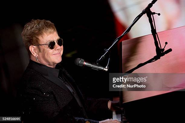 Elton John attends the 66th Sanremo Music Festival on February 9, 2016.