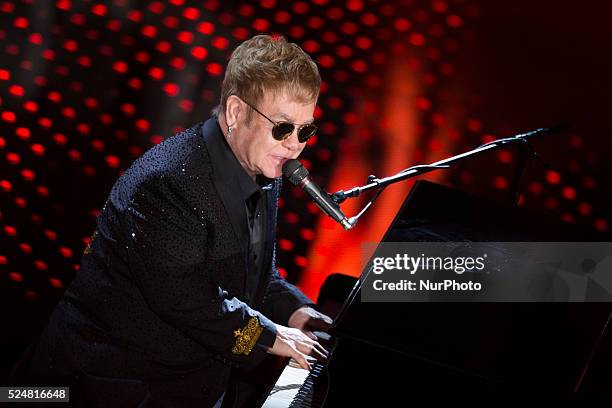 Elton John attends the 66th Sanremo Music Festival on February 9, 2016.