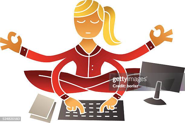 business woman - hands typing on computer stock illustrations