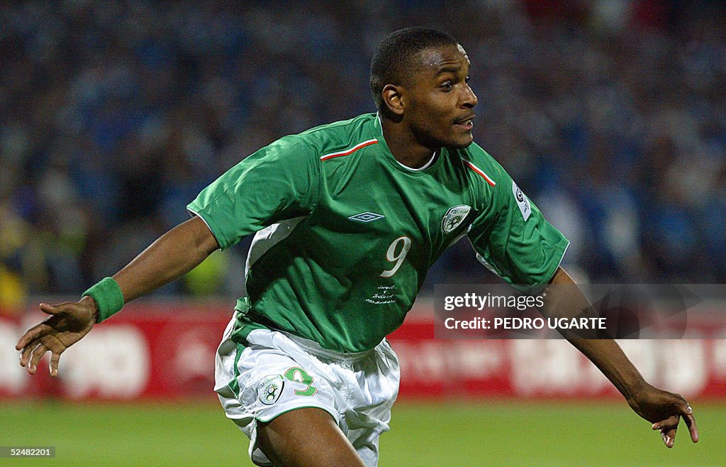 Clinton Morrison of Ireland celebrates a