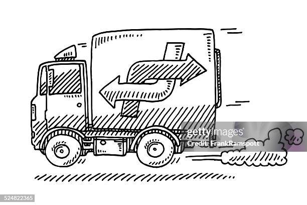 quick delivery van drawing - van white background stock illustrations