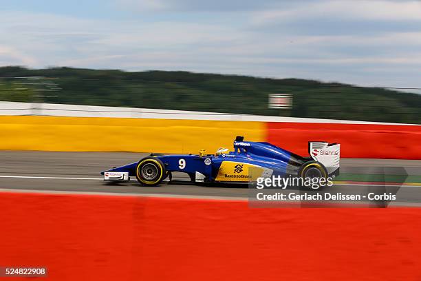 Marcus Ericsson driving for the Sauber F1 Team in action during the race of the 2015 Formula 1 Shell Belgian Grand Prix at Circuit de...