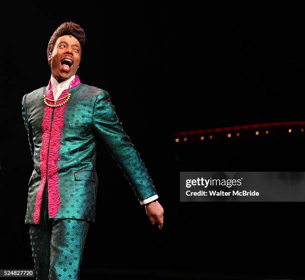 The Shirelles lead singer Shirley Alston Reeves visits Geno Henderson & the 'Baby it's You!' cast during their Curtain Call on Broadway in New York...