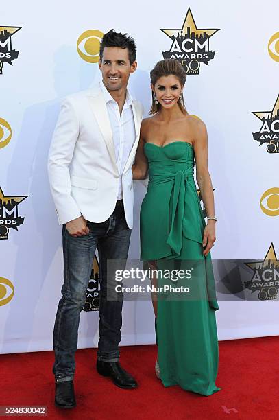 Singer Jake Owen and Lacey Owen attend the 50th Academy Of Country Music Awards at AT&amp;T Stadium on April 19, 2015 in Arlington, Texas.