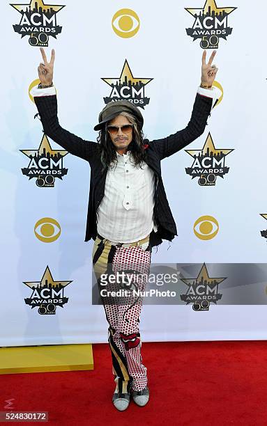 Musician Steven Tyler of Aerosmith attends the 50th Academy Of Country Music Awards at AT&amp;T Stadium on April 19, 2015 in Arlington, Texas