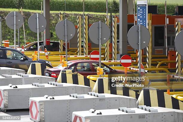 Rusocin, Poland 26th, June 2015 the A1 motorway,the south of the country to Baltic coast and City of Gdansk is free of charge during the summer...