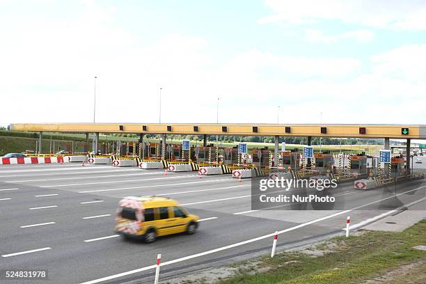 Rusocin, Poland 26th, June 2015 the A1 motorway,the south of the country to Baltic coast and City of Gdansk is free of charge during the summer...