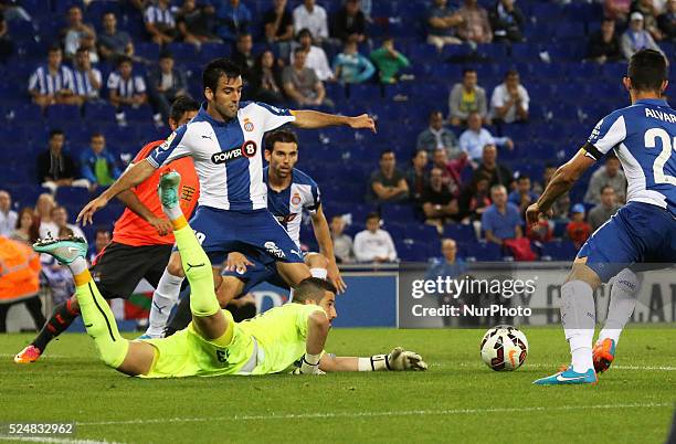 October- SPAIN: Kiko Casilla and Fuentes in the match between RCD Espanyol and Real Sociedad, for Week 7 of the BBVA spanish League match played at...