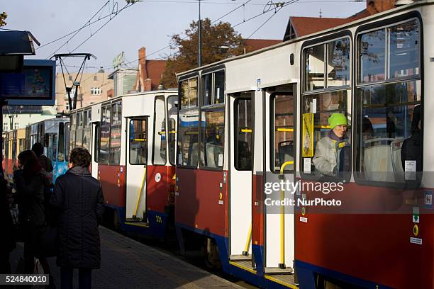 October 2015 - Despite above average temperatures people go out dressed for the cold in Poland. Air pollution increases severely in the cold months...