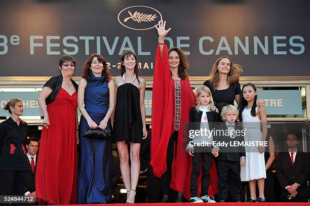 Julie Bertuccelli, Charlotte Gainsbourg, Morgane Davies, Zoe Boe and Gabriel Gotting at the premiere of ?The Tree? during the 63rd Cannes...