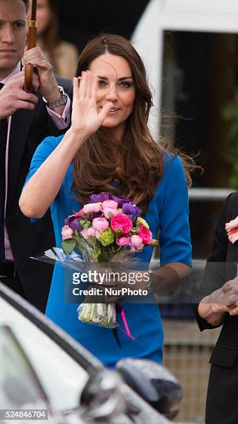 The Duchess of Cambridge, Kate Middleton, opens the ICAP Art Room at Northolt High School in Ealing. Art Room is a charity that provides art as...