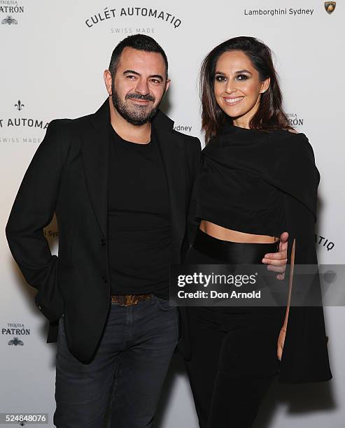 Steven Khalil and Zoe Marshall attends the launch of Culet Automatiq on April 27, 2016 in Sydney, Australia.