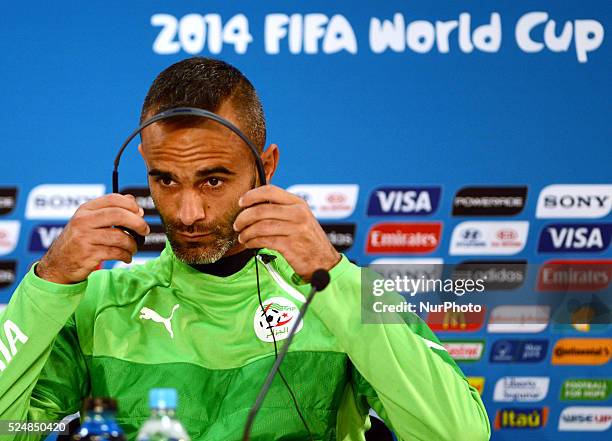 Cedric Si Mohamed, in the press conference of Argelia before the match against Sud Corea in Porto Alegre the 21 of june of 2014. Foto: Edu...