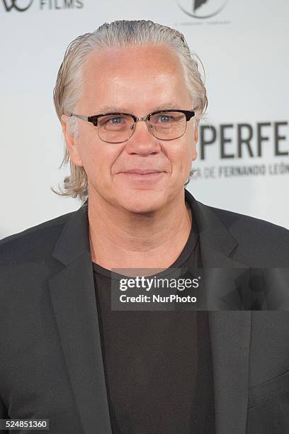 Tim Robbins attends 'Un Dia Perfecto' photocall at Villamagna Hotel on August 25, 2015 in Madrid, Spain.