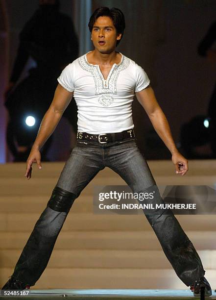 Bollywood filmstar Shahid Kapoor performs during the finals of Pond's Femina Miss India 2005 in Bombay 27 March 2005.The winners of this year's...