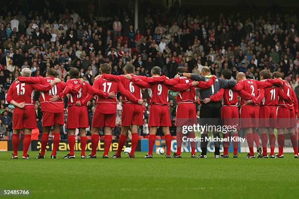 Ledgends team takes part in the "Liverpool Legends v Celebrity XI" Tsunami Fundraiser football match at Anfield football ground on March 27, 2005 in...