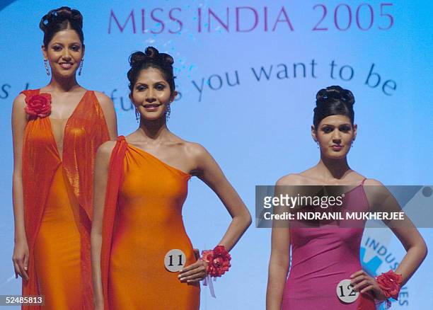 Contestants during the Pond's Femina Miss India 2005 finals of the beauty pageant in Bombay 27 March 2005.The winners of this year's Pond's Femina...