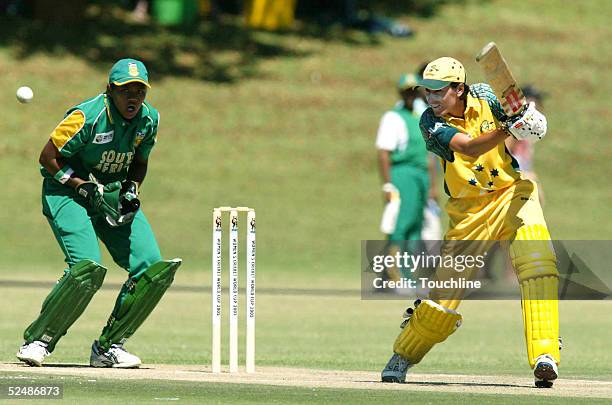 Lisa Keightley of Australia in action during the Womens Cricket World Cup match between South Africa and Australia at the L.C Oval on March 28, 2005...