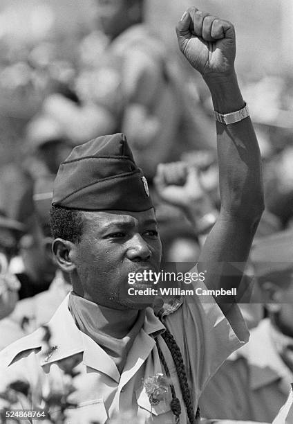 Mengistu Haile Mariam delivers a speech in Addis Ababa.