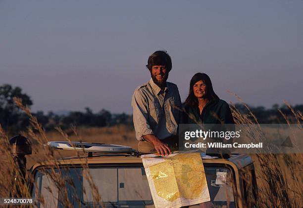 Mark and Delia Owens in the North Luangwa National Park in Zambia. 9/88