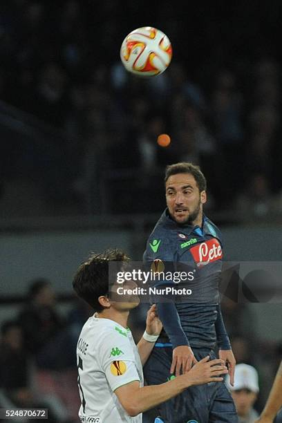 Gonzalo Higuain during UEFA Europa League quarter final second leg football match SSC Napoli vs VFL Wolfsburg Football / Soccer at Stadio San Paolo...