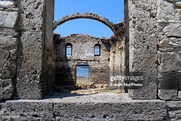 For the first time in many years, until recently submerged church &quot;St. Ivan Rilski&quot;, came to surface when the dam Zhrebchevo almost dry,...