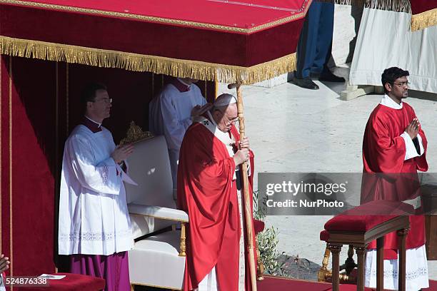 Pope Francis during the Palm Sunday celebrations at St Peter's square on March 29, 2015 at the Vatican. On Palm Sunday Christians celebrate Jesus'...