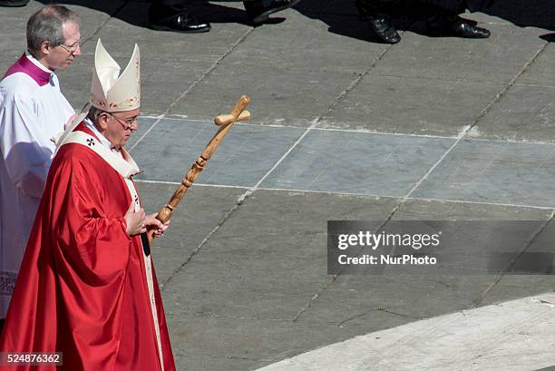 Pope Francis during the Palm Sunday celebrations at St Peter's square on March 29, 2015 at the Vatican. On Palm Sunday Christians celebrate Jesus'...